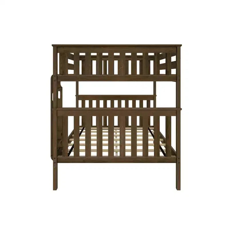 Max & Lily Full over Full Bunk Bed for Kids, Solid Wood Platform Bed, No Box Spring Needed