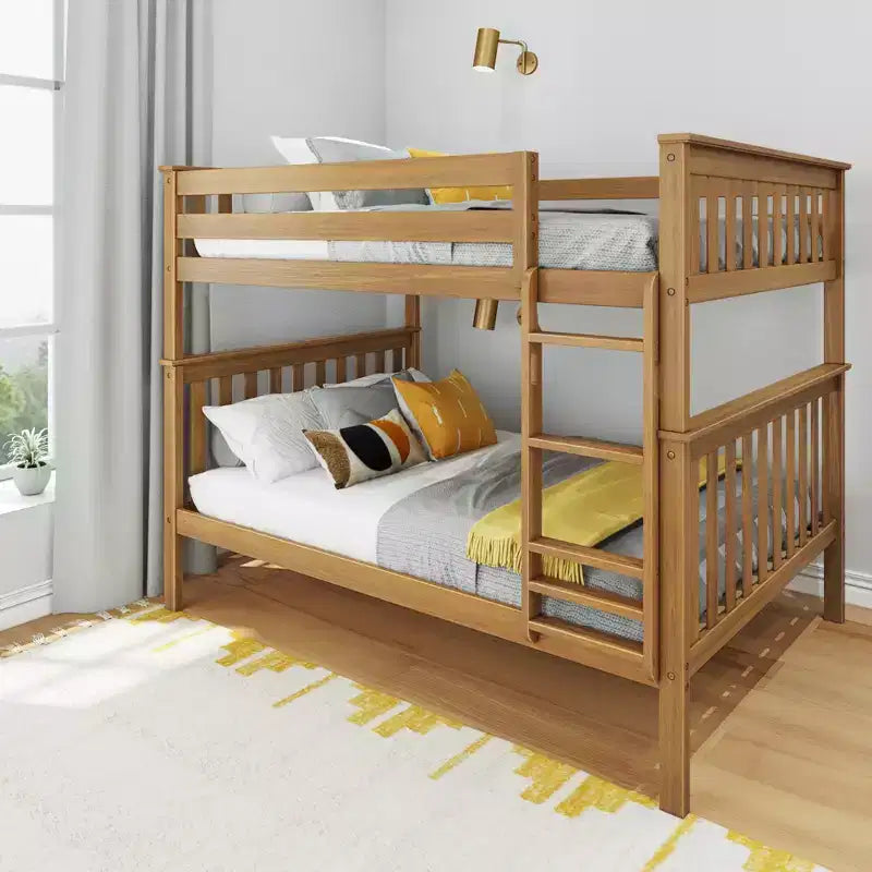 Max & Lily Full over Full Bunk Bed for Kids, Solid Wood Platform Bed, No Box Spring Needed