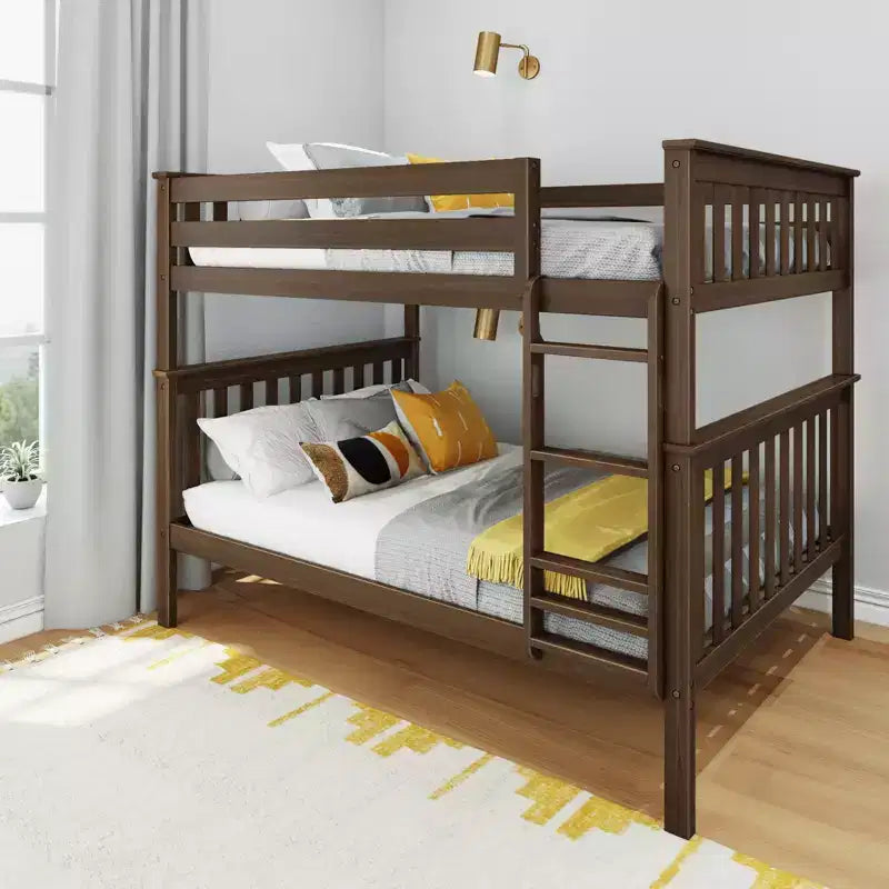 Lit superposé double au-dessus double Max & Lily pour enfants, lit plateforme en bois massif, sommier tapissier non requis