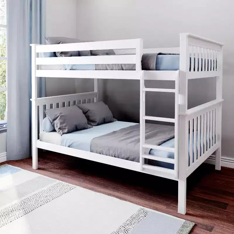 Lit superposé double au-dessus double Max & Lily pour enfants, lit plateforme en bois massif, sommier tapissier non requis