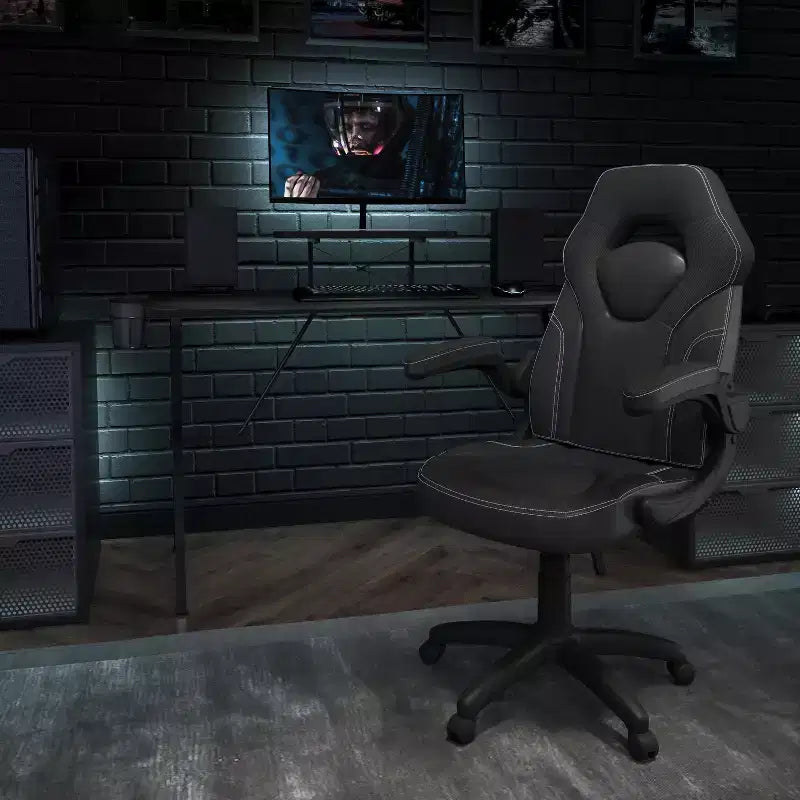 Flash Furniture Gaming Desk and Racing Chair Set with Cup Holder, Headphone Hook, and Monitor/Smartphone Stand