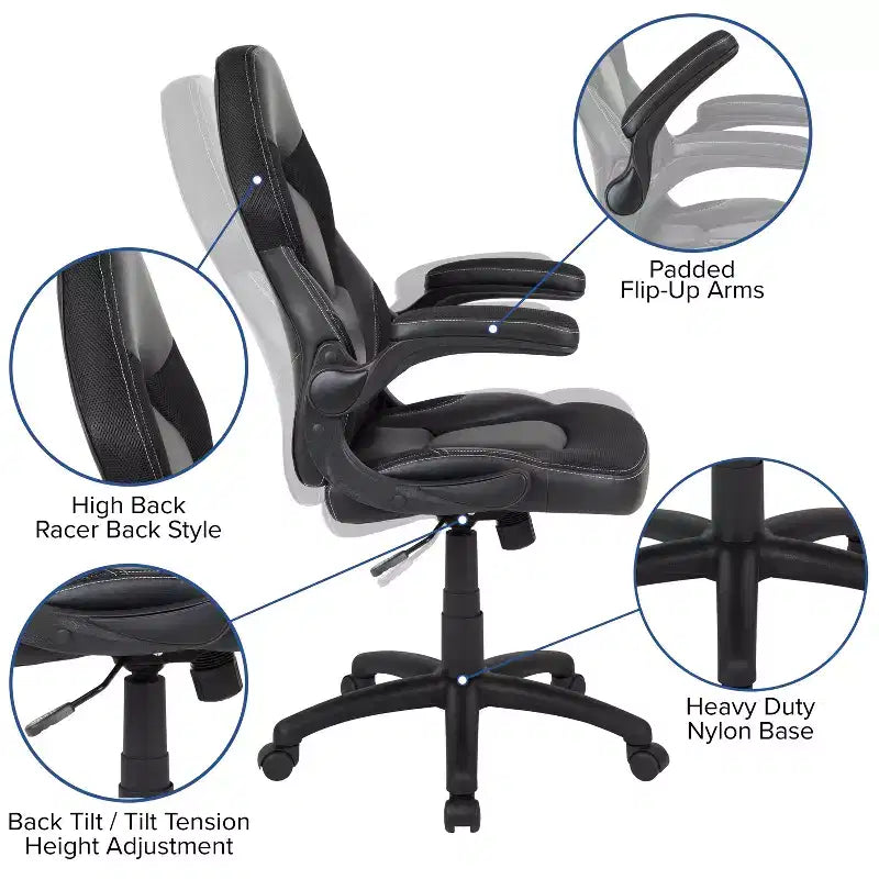 Flash Furniture Gaming Desk and Racing Chair Set with Cup Holder, Headphone Hook, and Monitor/Smartphone Stand