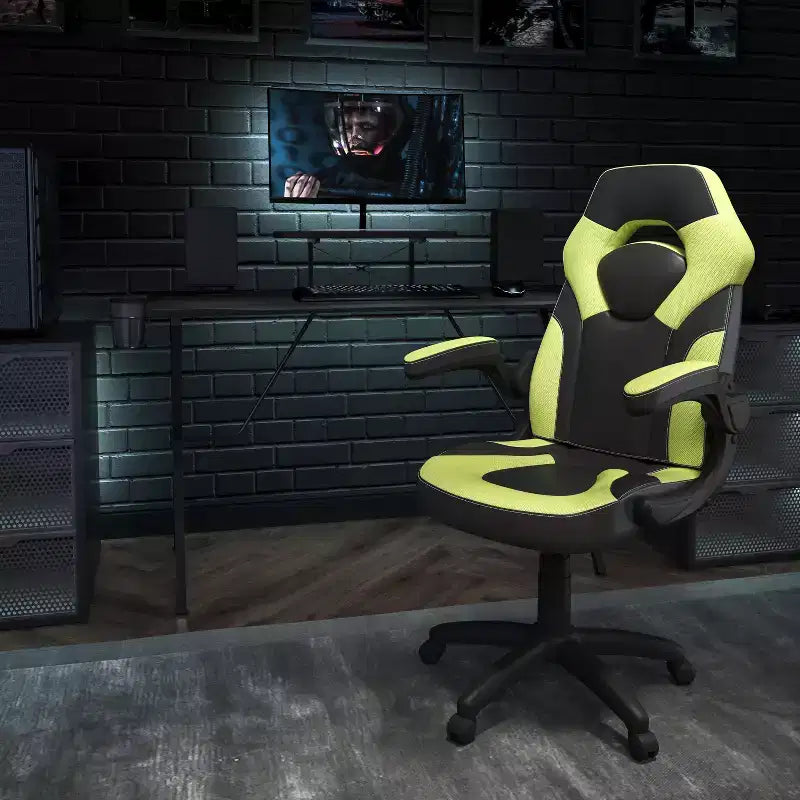 Flash Furniture Gaming Desk and Racing Chair Set with Cup Holder, Headphone Hook, and Monitor/Smartphone Stand