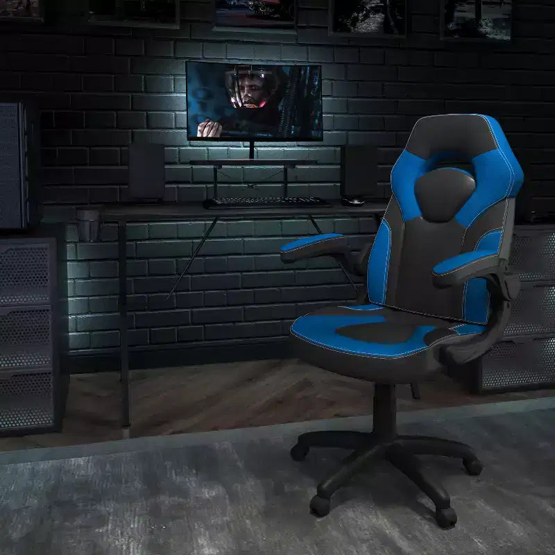 Flash Furniture Gaming Desk and Racing Chair Set with Cup Holder, Headphone Hook, and Monitor/Smartphone Stand