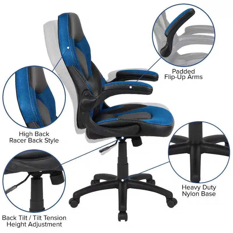 Flash Furniture Gaming Desk and Racing Chair Set with Cup Holder, Headphone Hook, and Monitor/Smartphone Stand