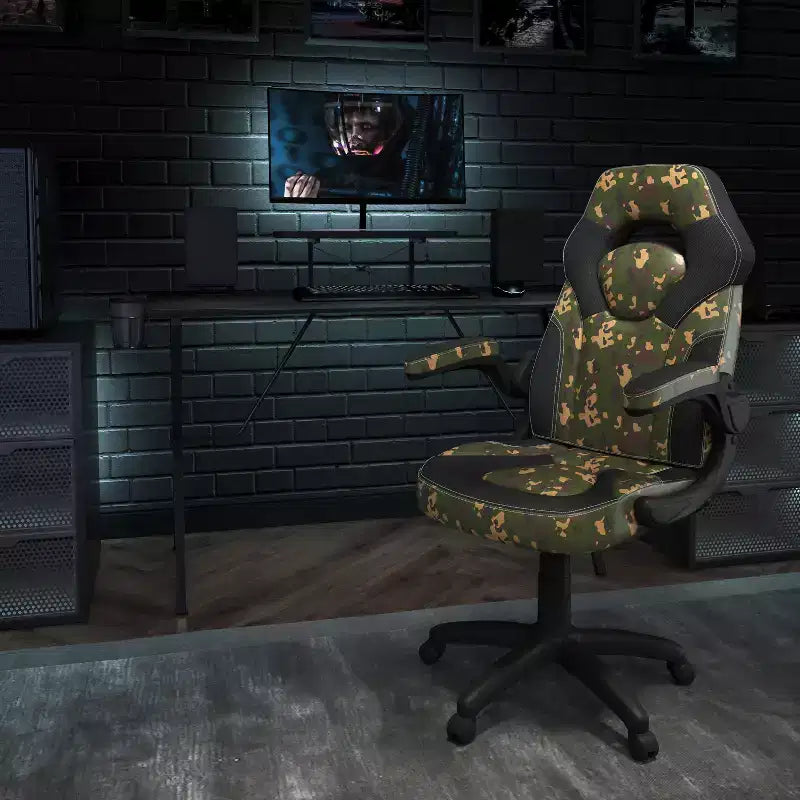 Flash Furniture Gaming Desk and Racing Chair Set with Cup Holder, Headphone Hook, and Monitor/Smartphone Stand