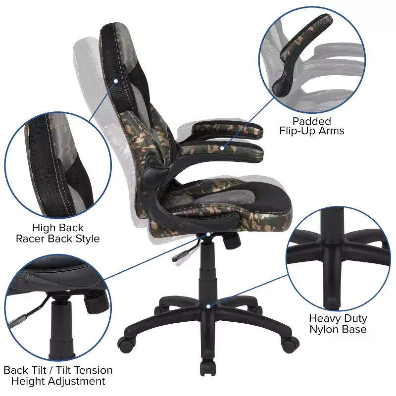 Flash Furniture Gaming Desk and Racing Chair Set with Cup Holder, Headphone Hook, and Monitor/Smartphone Stand