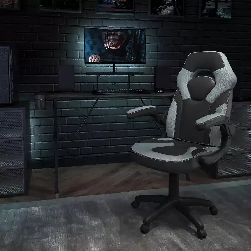 Flash Furniture Gaming Desk and Racing Chair Set with Cup Holder, Headphone Hook, and Monitor/Smartphone Stand