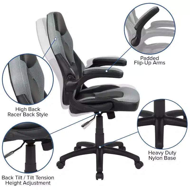 Flash Furniture Gaming Desk and Racing Chair Set with Cup Holder, Headphone Hook, and Monitor/Smartphone Stand