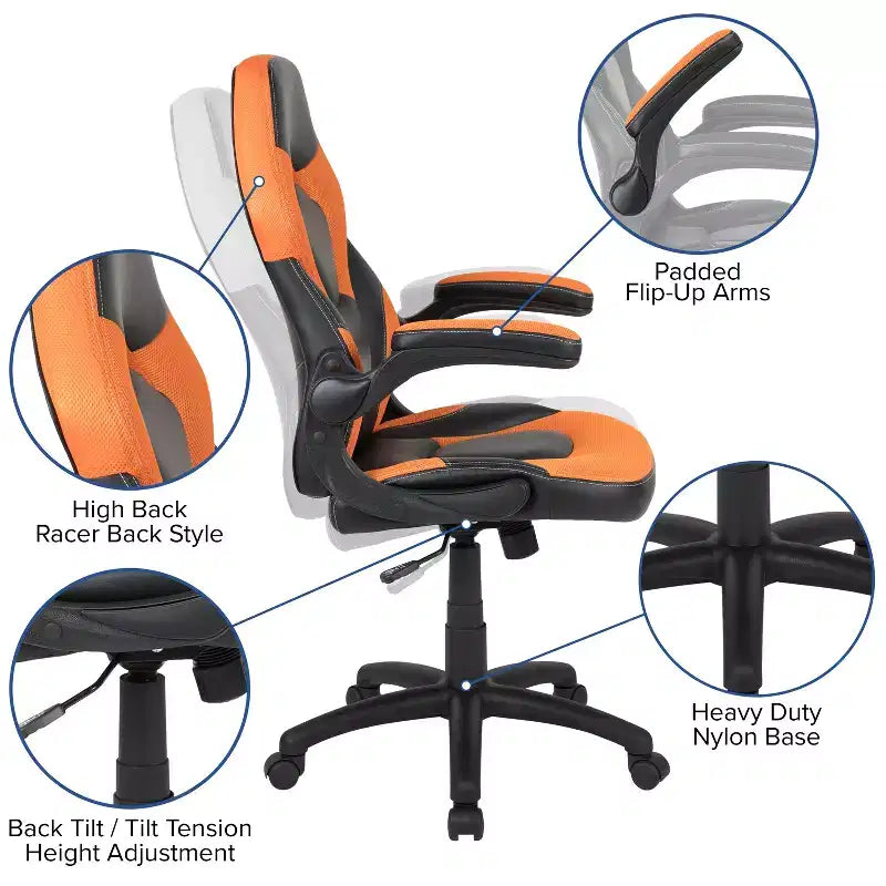 Flash Furniture Gaming Desk and Racing Chair Set with Cup Holder, Headphone Hook, and Monitor/Smartphone Stand