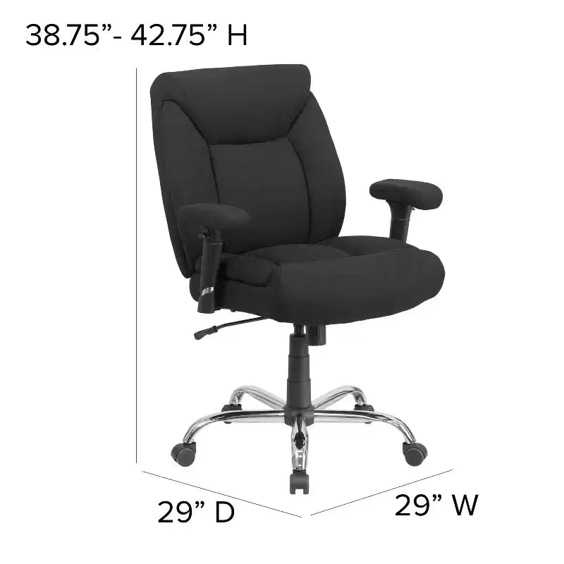 Flash Furniture HERCULES Series Big & Tall 400 lb. Rated Swivel Ergonomic Task Office Chair with Deep Tufted Seating and Adjustable Arms
