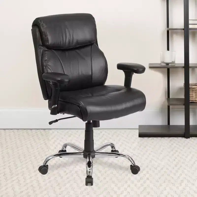 Flash Furniture HERCULES Series Big & Tall 400 lb. Rated Swivel Ergonomic Task Office Chair with Clean Line Stitching and Adjustable Arms