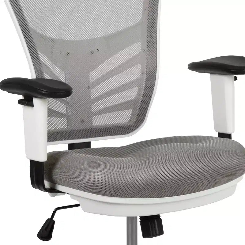 Flash Furniture Mid-Back Mesh Ergonomic Drafting Chair with Adjustable Chrome Foot Ring, Adjustable Arms