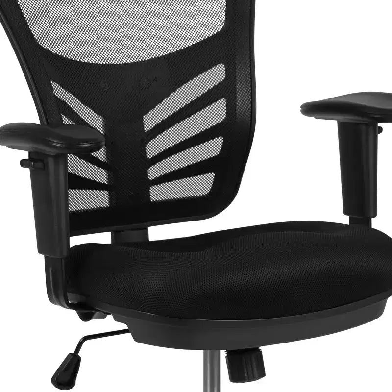 Flash Furniture Mid-Back Mesh Ergonomic Drafting Chair with Adjustable Chrome Foot Ring, Adjustable Arms