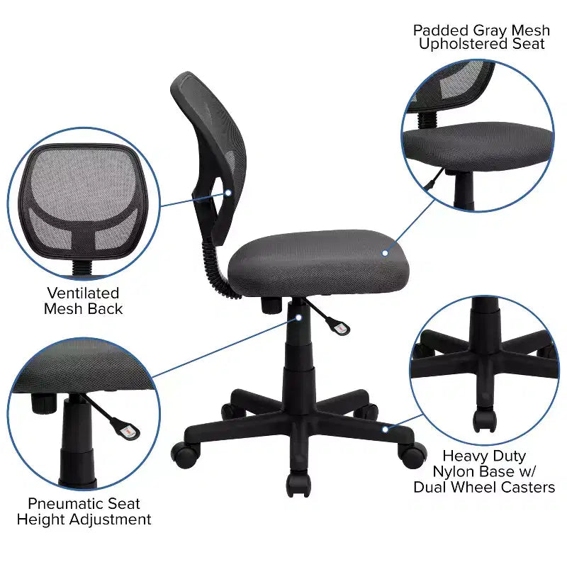 Flash Furniture Low Back Mesh Swivel Task Office Chair with Curved Square Back