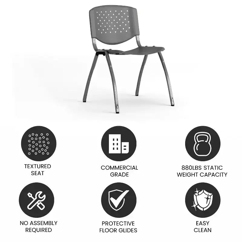 Flash Furniture HERCULES Series 880 lb. Capacity Plastic Stack Chair with Powder Coated Frame