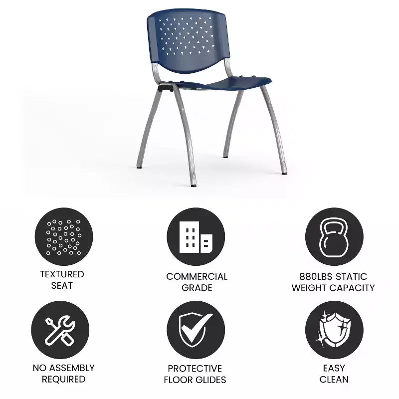 Flash Furniture HERCULES Series 880 lb. Capacity Plastic Stack Chair with Powder Coated Frame