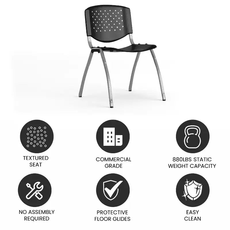 Flash Furniture HERCULES Series 880 lb. Capacity Plastic Stack Chair with Powder Coated Frame
