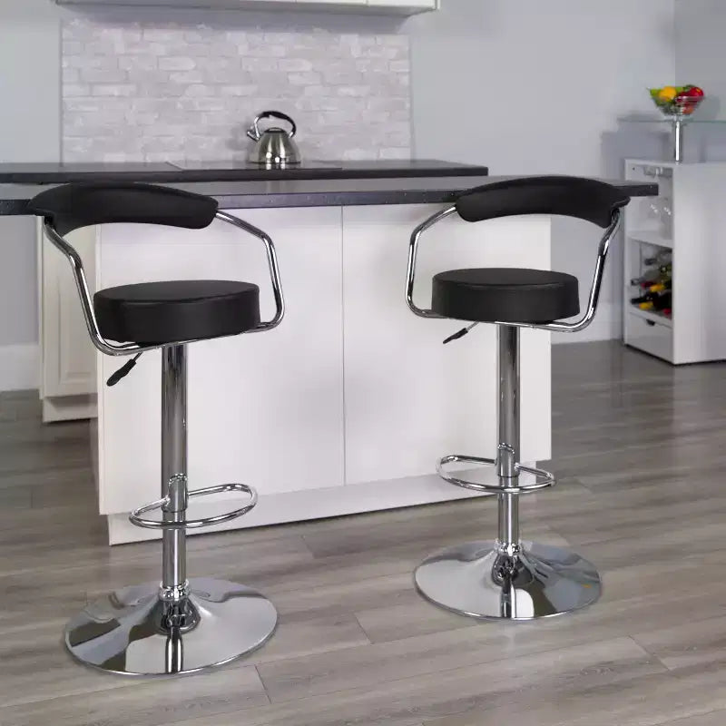 Flash Furniture Contemporary Vinyl Adjustable Height Barstool with Arms and Chrome Base