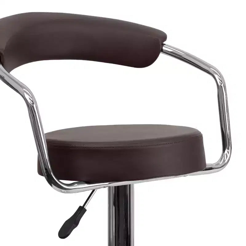 Flash Furniture Contemporary Vinyl Adjustable Height Barstool with Arms and Chrome Base