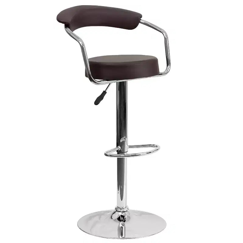 Flash Furniture Contemporary Vinyl Adjustable Height Barstool with Arms and Chrome Base
