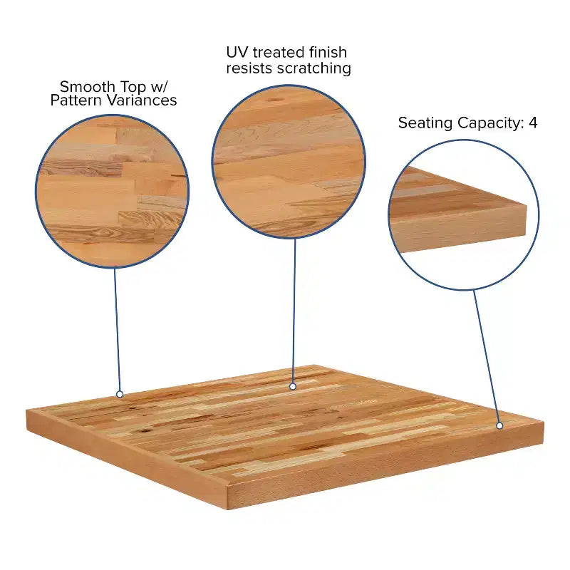 Flash Furniture Square Butcher Block Style Table Top