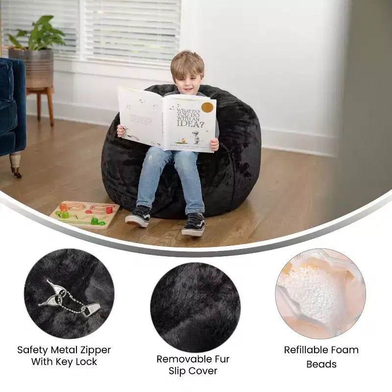 Emma and Oliver Small Bean Bag Chair for Kids and Teens