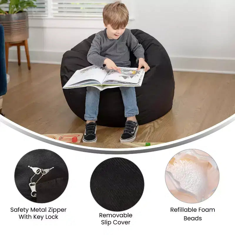 Emma and Oliver Small Bean Bag Chair for Kids and Teens