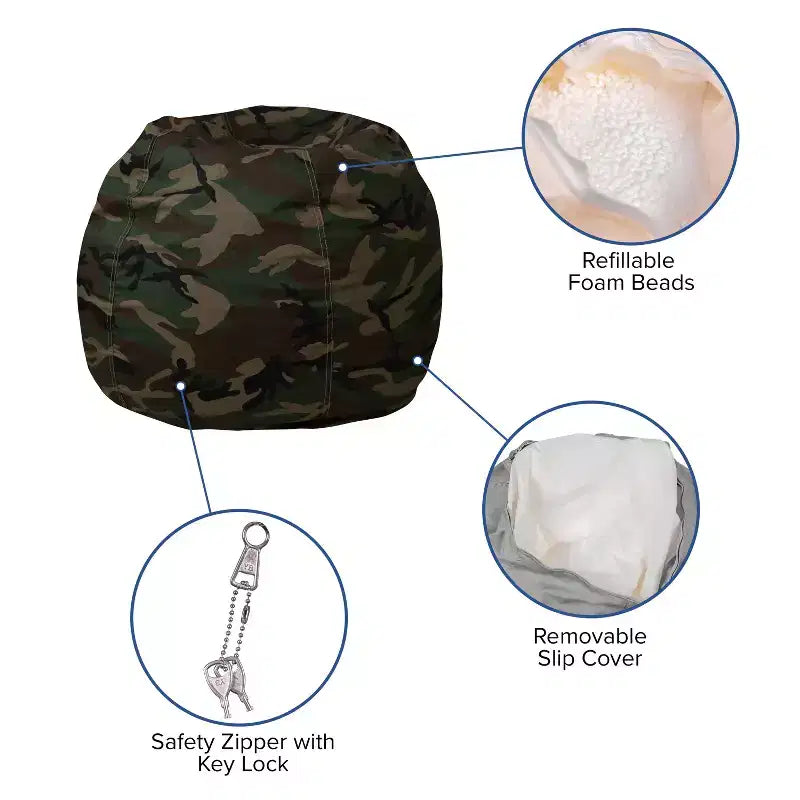Emma and Oliver Small Bean Bag Chair for Kids and Teens
