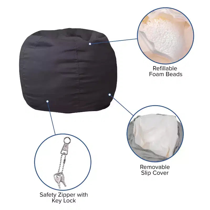 Emma and Oliver Small Bean Bag Chair for Kids and Teens