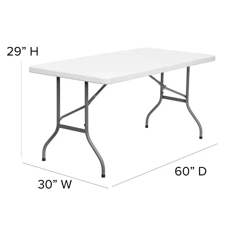 Emma and Oliver 5-Foot Granite White Plastic Folding Table - Banquet / Event Folding Table