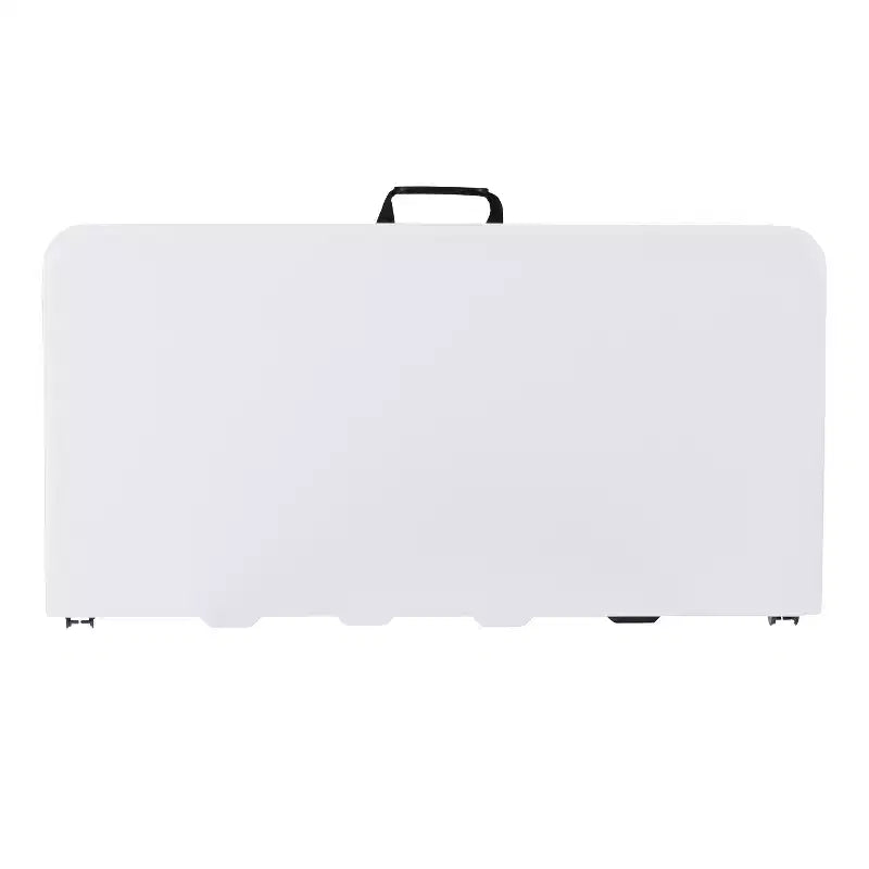 Emma and Oliver 2.79-Foot Square Bi-Fold Granite White Plastic Folding Table w/ Carrying Handle