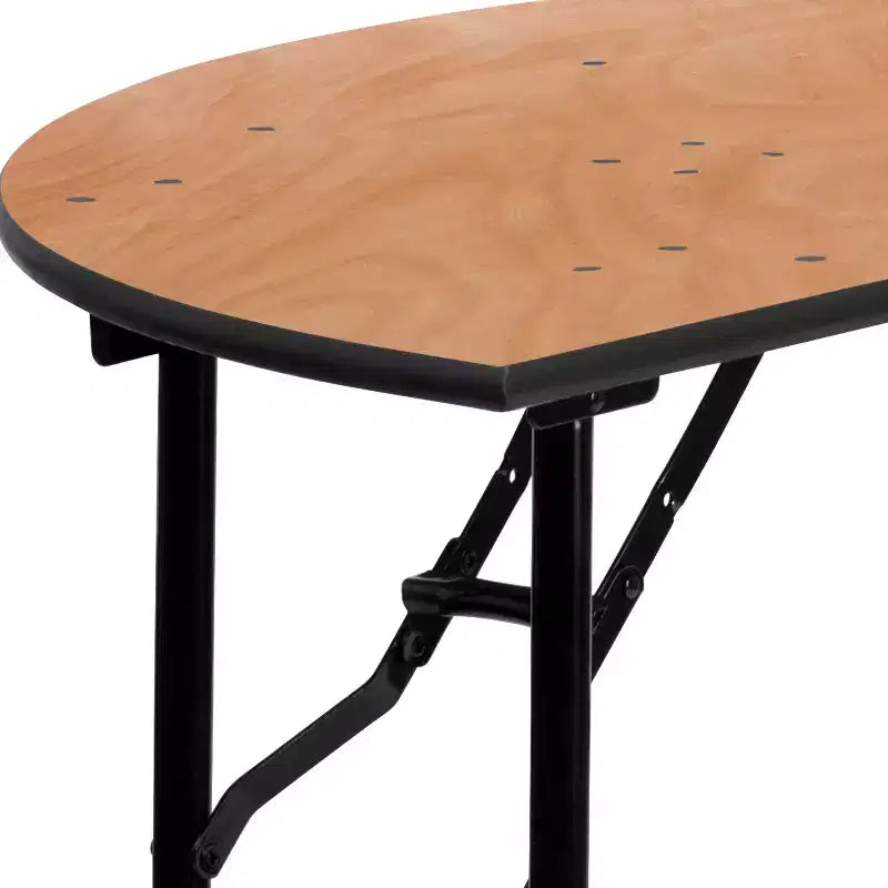 Emma and Oliver 4-Foot Half-Round Wood Folding Banquet Table - Event & Catering Table