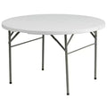Emma and Oliver 4-Foot Round Bi-Fold Granite White Plastic Event Folding Table with Handle
