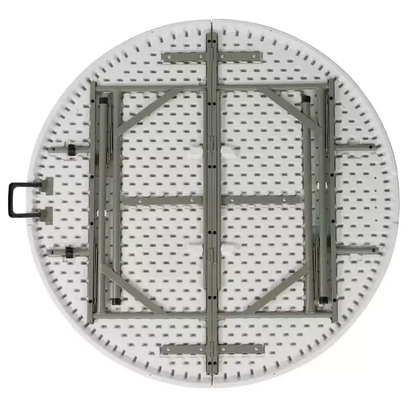 Emma and Oliver 4-Foot Round Bi-Fold Granite White Plastic Event Folding Table with Handle