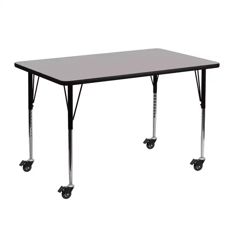Emma and Oliver Mobile 24x48 Rectangle HP Laminate Adjustable Activity Table