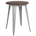 Emma and Oliver 24 Round Metal Indoor Table with Rustic Wood Top
