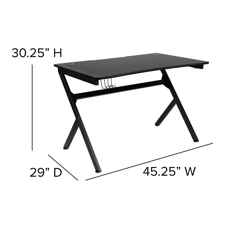 Flash Furniture Gaming Desk 45.25 x 29 Computer Table Gamer Workstation with Headphone Holder and 2 Cable Management Holes