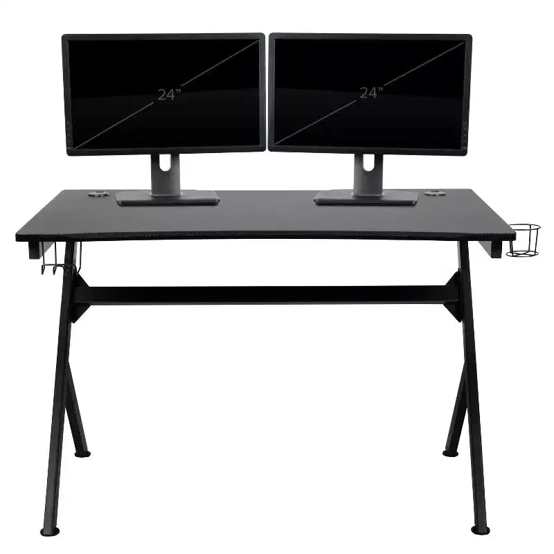Flash Furniture Gaming Desk 45.25 x 29 Computer Table Gamer Workstation with Headphone Holder and 2 Cable Management Holes