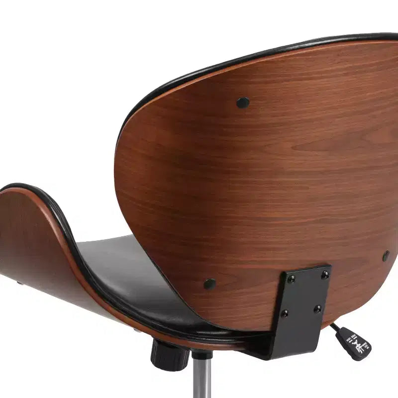 Emma and Oliver Mid-Back Wood Conference Office Chair with Leather Seat