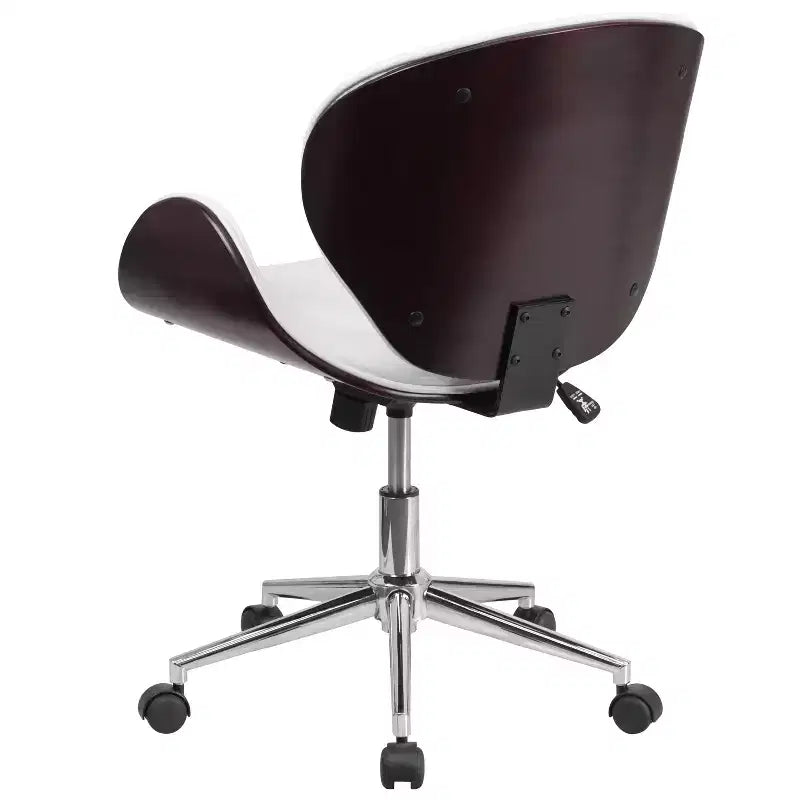Emma and Oliver Mid-Back Wood Conference Office Chair with Leather Seat