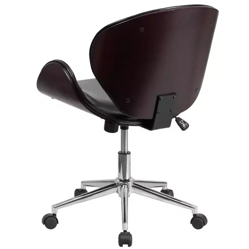 Emma and Oliver Mid-Back Wood Conference Office Chair with Leather Seat