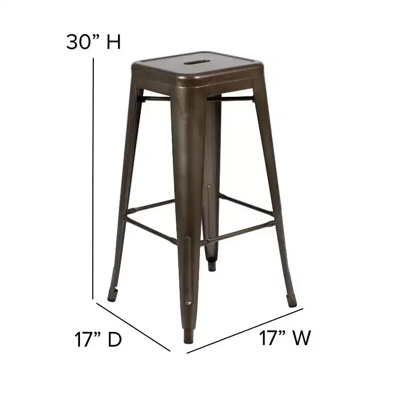 Emma and Oliver 4 Pack 30 High Metal Indoor Bar Stool - Stackable Stool
