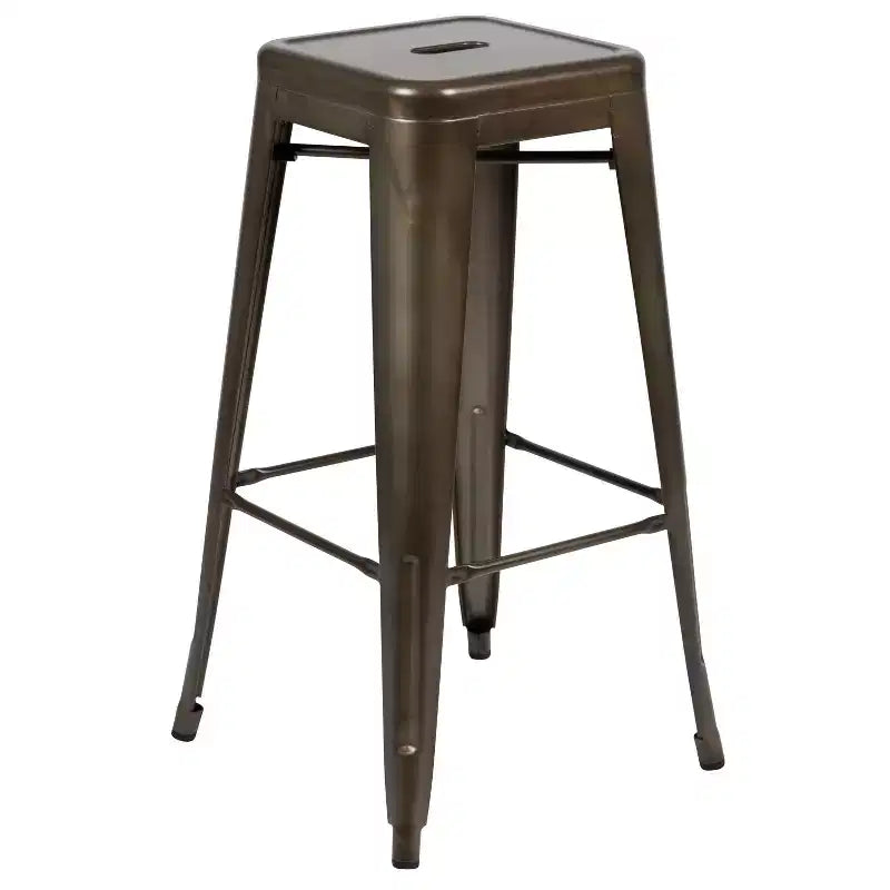 Emma and Oliver 4 Pack 30 High Metal Indoor Bar Stool - Stackable Stool