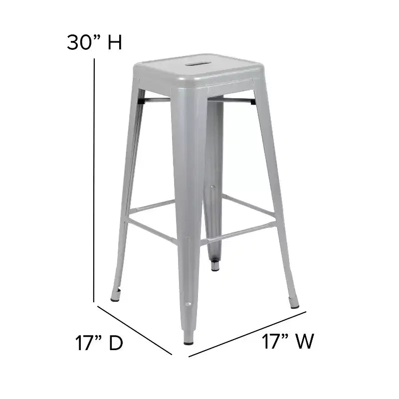 Emma and Oliver 4 Pack 30 High Metal Indoor Bar Stool - Stackable Stool