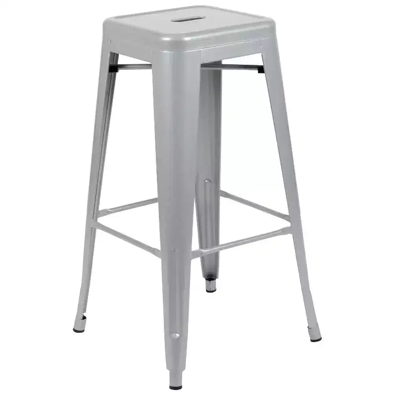 Emma and Oliver 4 Pack 30 High Metal Indoor Bar Stool - Stackable Stool