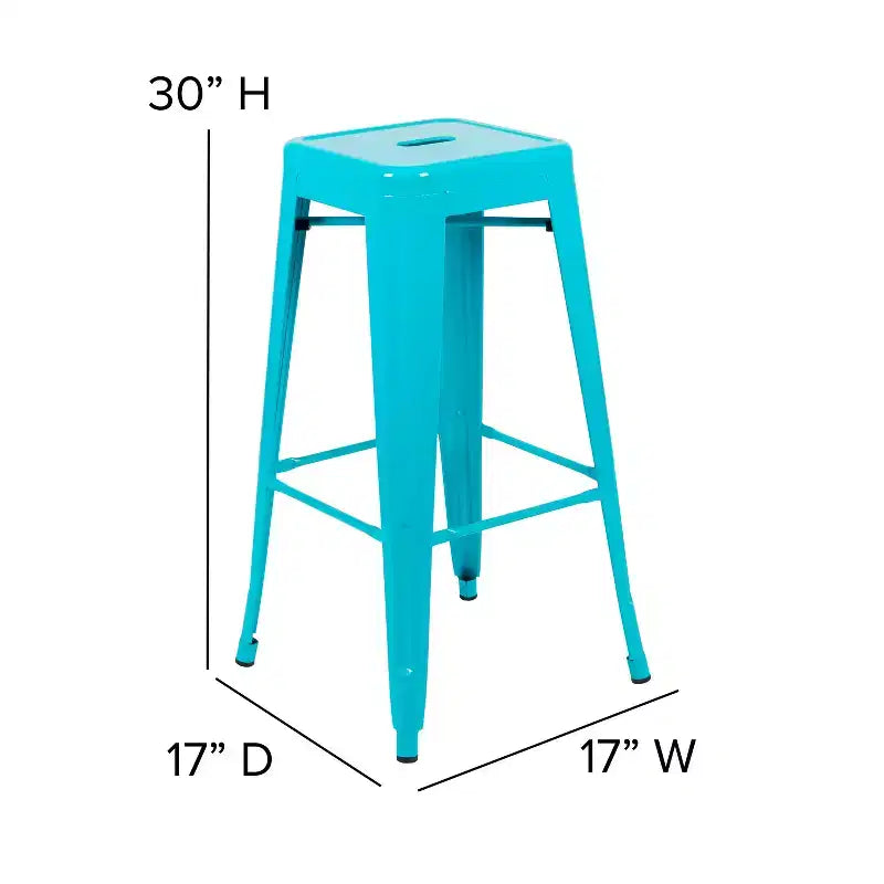 Emma and Oliver 4 Pack 30 High Metal Indoor Bar Stool - Stackable Stool