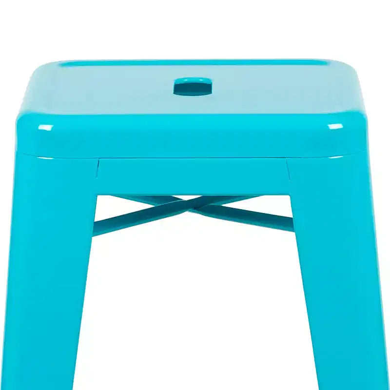 Emma and Oliver 4 Pack 30 High Metal Indoor Bar Stool - Stackable Stool
