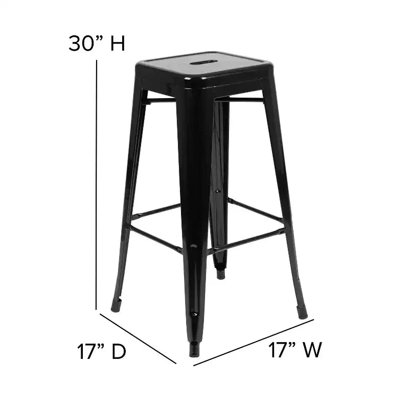 Emma and Oliver 4 Pack 30 High Metal Indoor Bar Stool - Stackable Stool