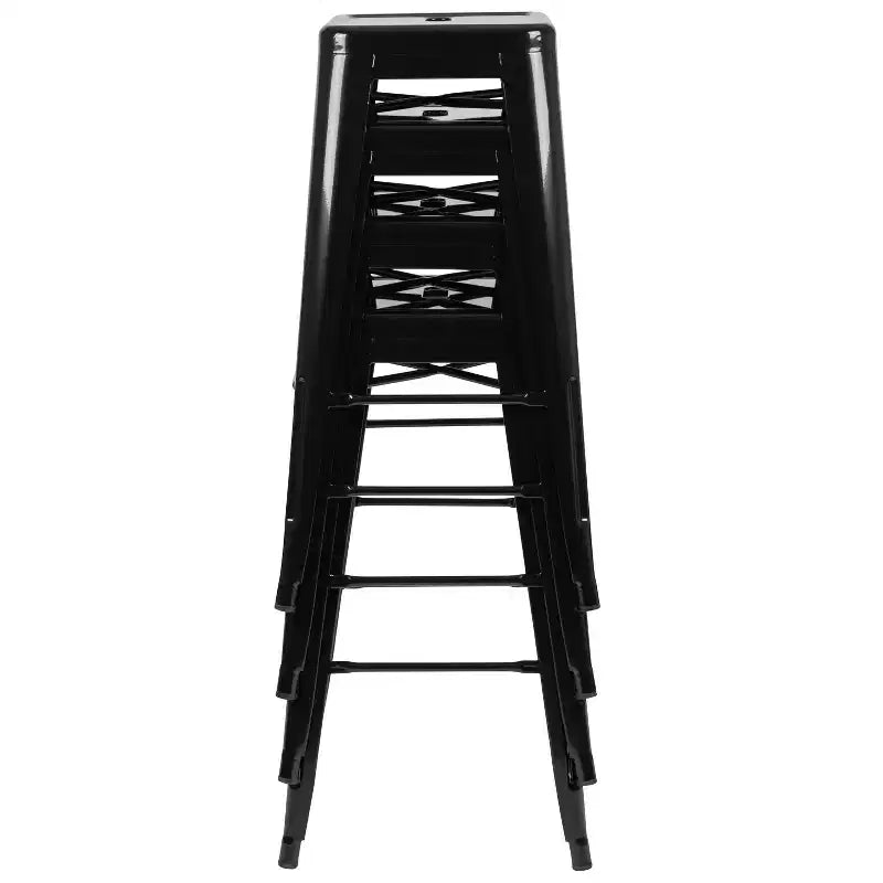 Emma and Oliver 4 Pack 30 High Metal Indoor Bar Stool - Stackable Stool